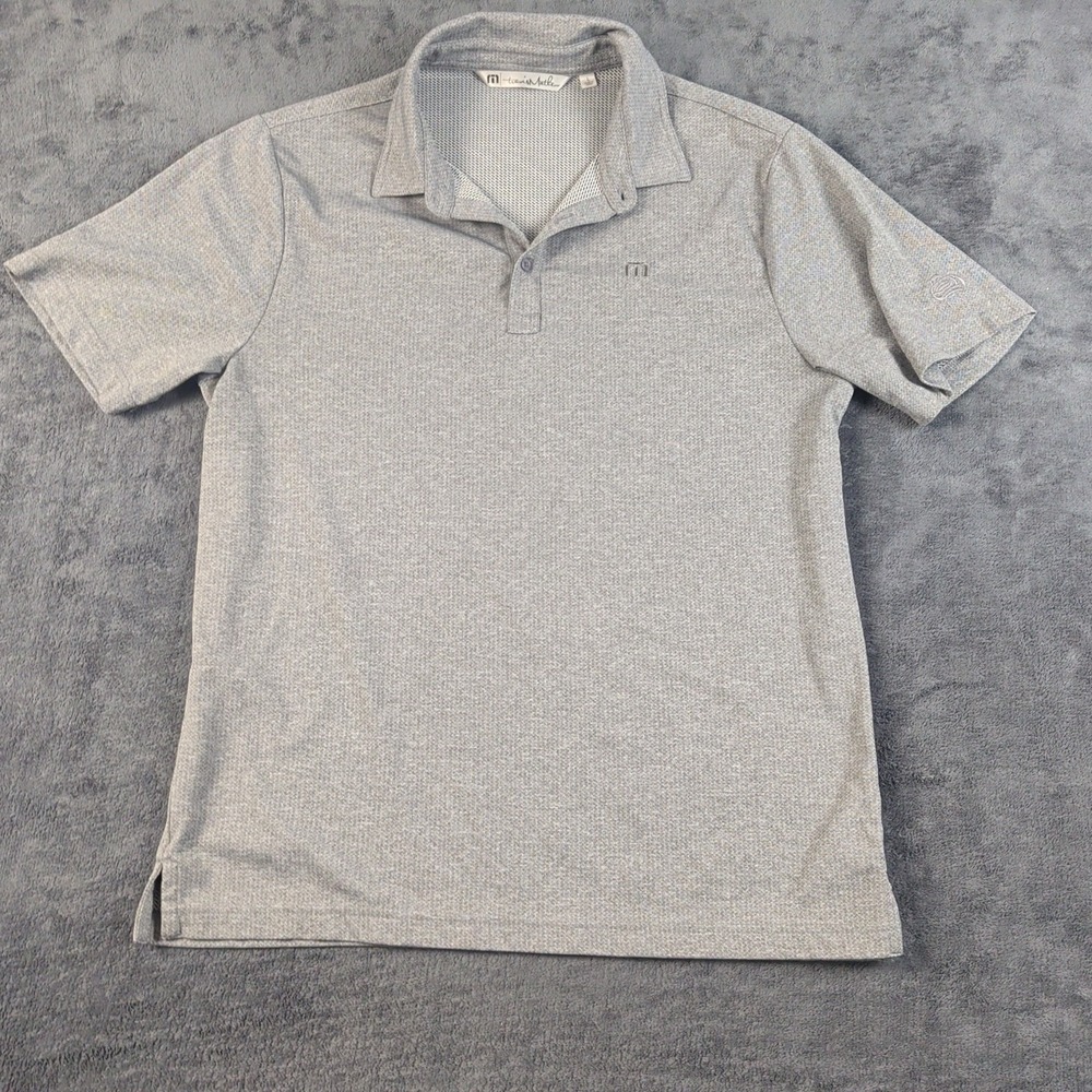 Travis Mathew Men's Large Gray Stretch Short Sleeve Golf Polo Shirt Sahalee Logo